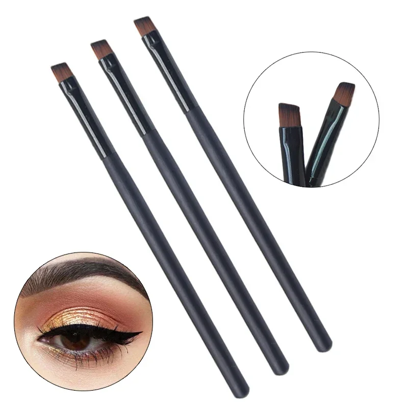 3 ชิ้นแปรงแต่งหน้าอายไลเนอร์ Beveled มุมอายแชโดว์แปรงคิ้ว Brow Contour เครื่องมือแต่งหน้ามาสคาร่าผสมแปรงเครื่องสําอาง