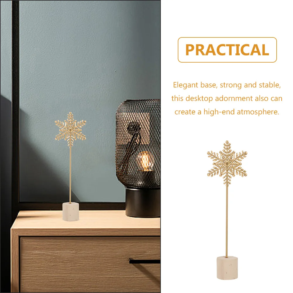 

Christmas Tree Ornament Snowflake Household Tabletop Decor Decorations Desktop Golden Decorative Office