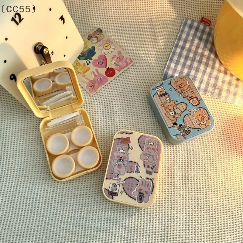 [-CC55」 صندوق عدسات لاصقة محمول كرتوني، صندوق تخزين للعناية بالعين، حاوية تخزين سهلة الحمل للسفر #4