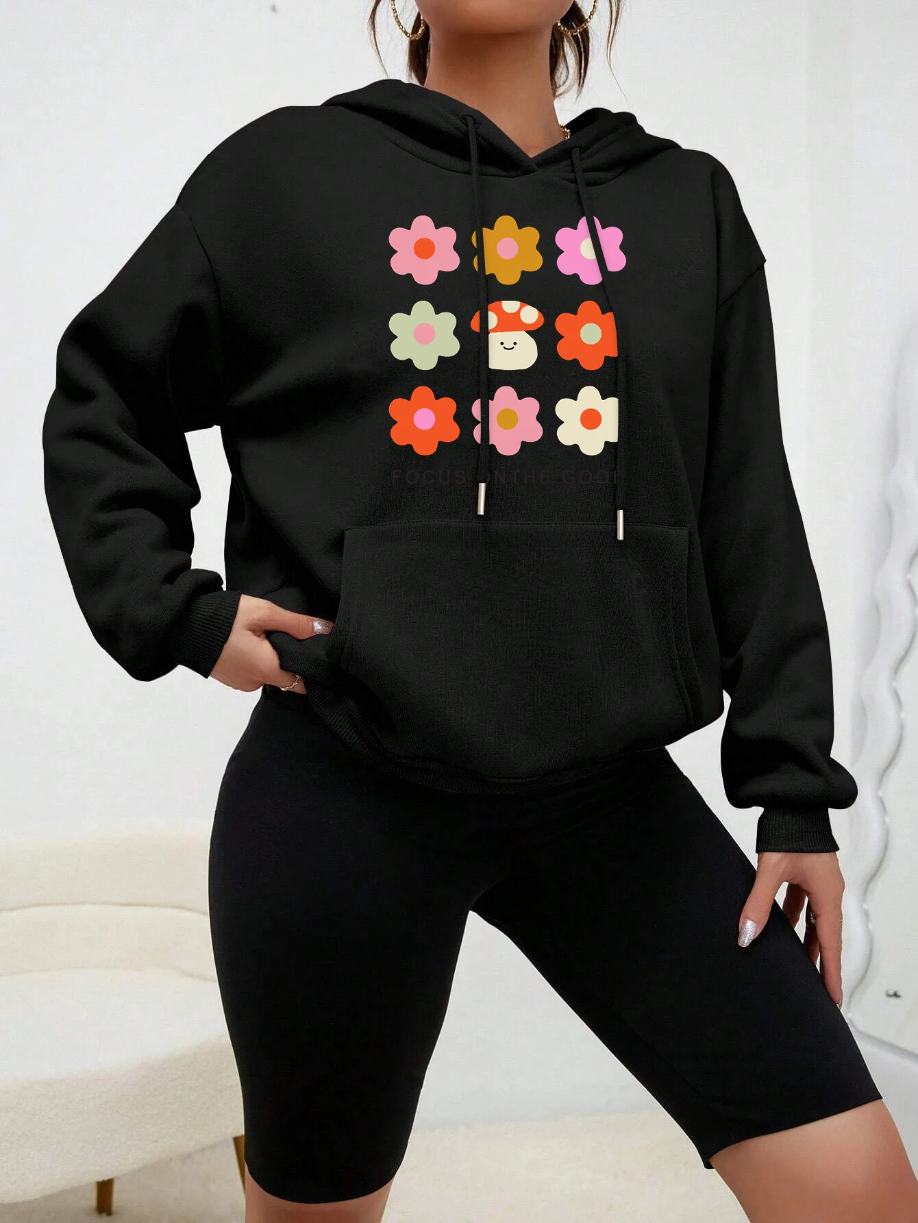 Focus On The Mushroom Aesthetic Print Hoody Creative Fashion Hoodie Casual New Sweatshirt Fleece Comfortable Female Clothing