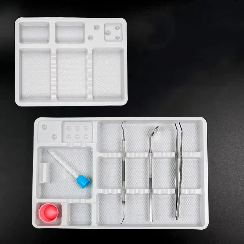 100pcs Dental Instrument Tray Plastic Surgical Instrument Tray Box Disposable Segregated Placed Small And Large