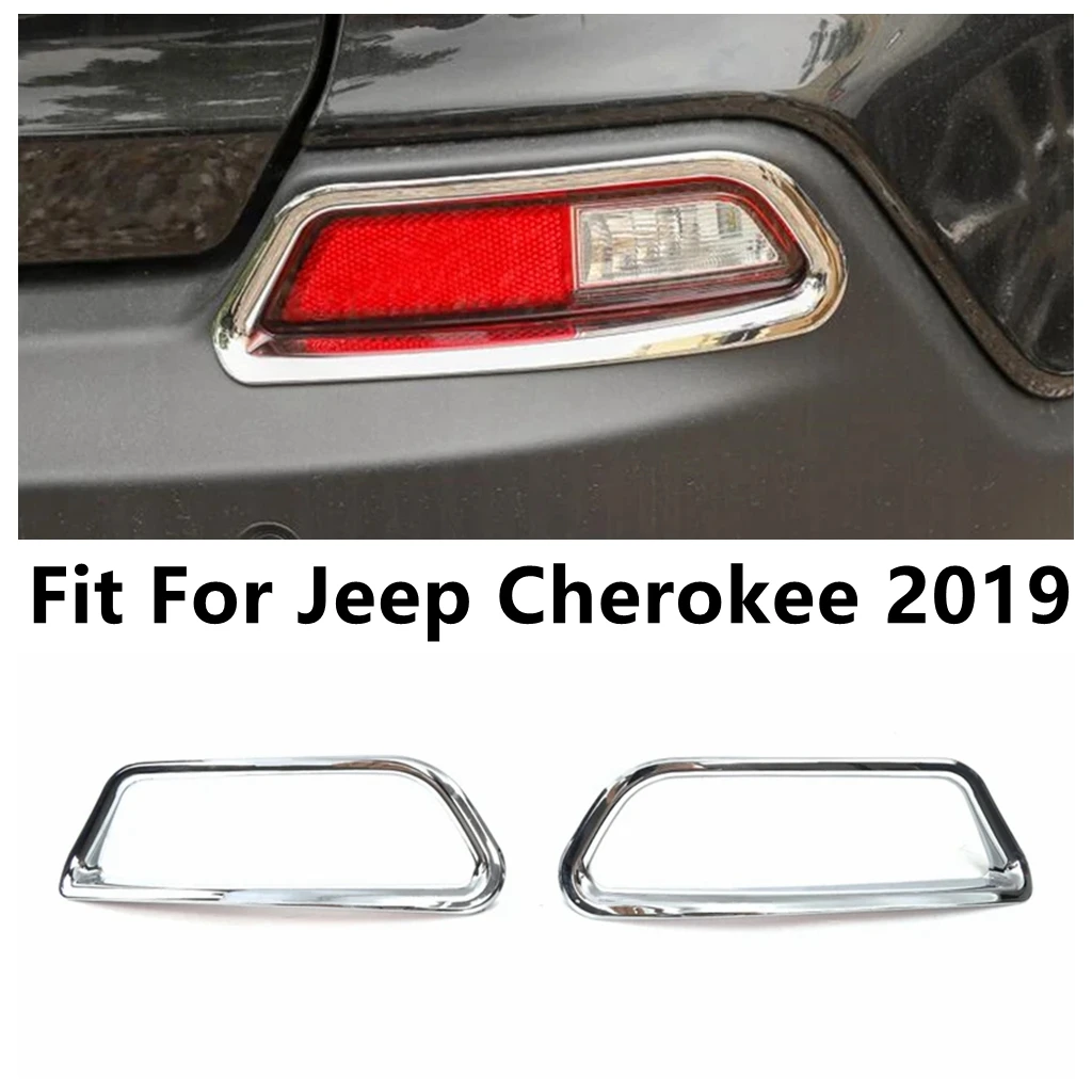 

Car Rear Fog Lights Lamps Frame Decoration Cover Trim For Jeep Cherokee 2019 ABS Chrome / Red Accessories Exterior Refit Kit