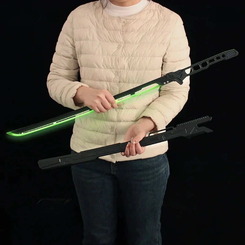 80cm Cyberpunk Game Peripheral Katana Thermal Energy Luminous Knife Acrylic Model Samurai Sword Outdoor Training Props Gift Toy