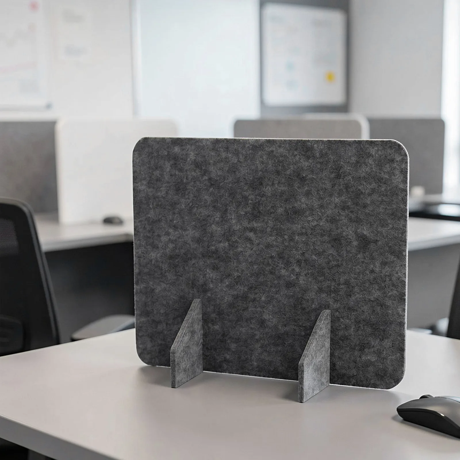 Desk Privacy Panel Dark Grey Wide Tall Felt Desktop Partition Board Privacy Screen for Office Exam Cafeteria Desk Divider Shield