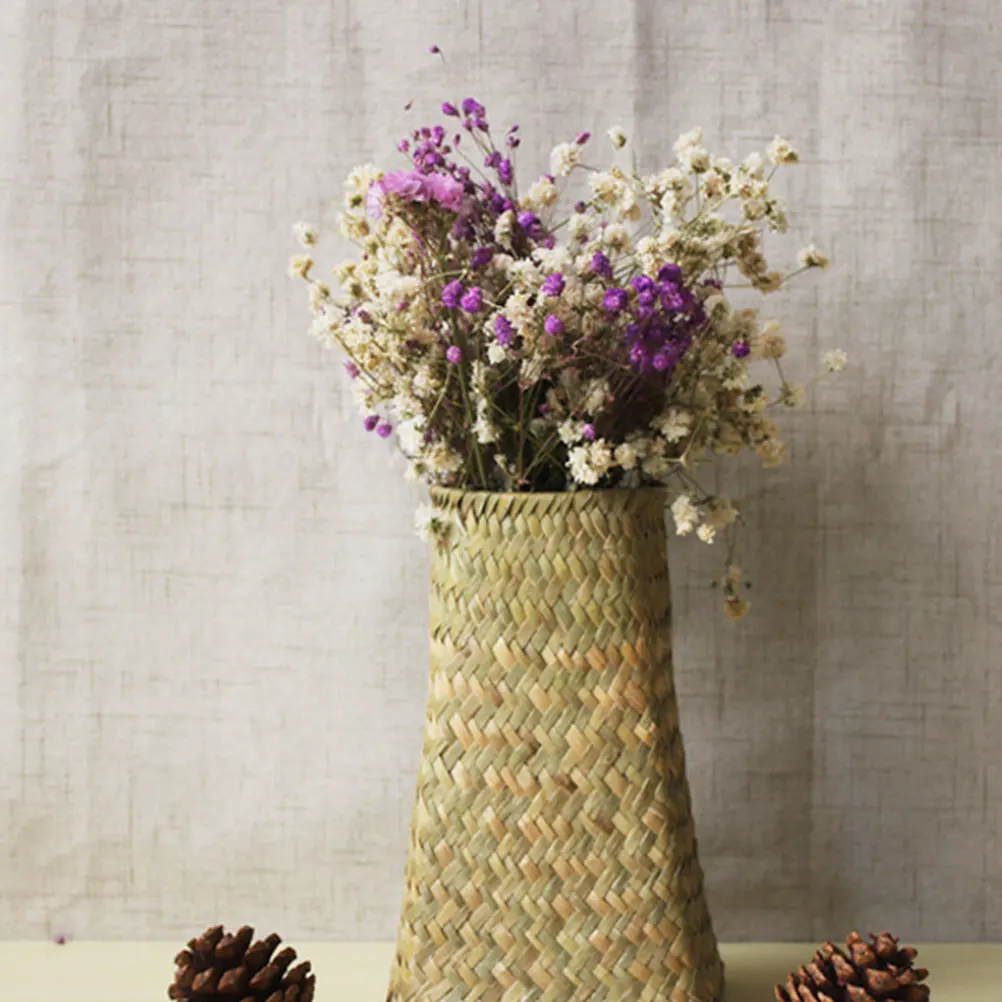 

2Pcs Woven Basket Flower Planter Rustic Storage Container Simple Shape Delicate Texture Multipurpose Practical Home Decor Indoor