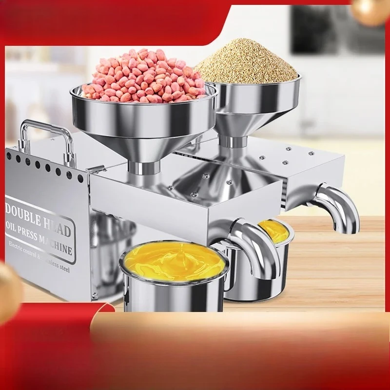 

B02 New Commercial Stainless Steel Double Head Oil Press High Extraction Rate Press Flaxseed Sunflower Seed Coconut Meat