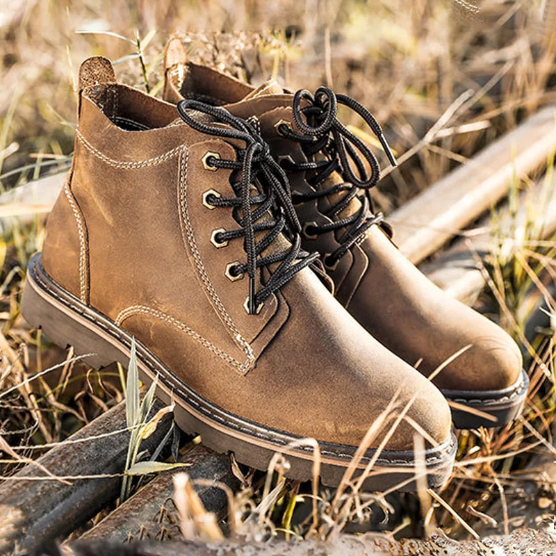 

KOWM hiking shoes men trekking shoes cattle leather boots military boots high-top shoes desert boots outdoor hunting sneakers
