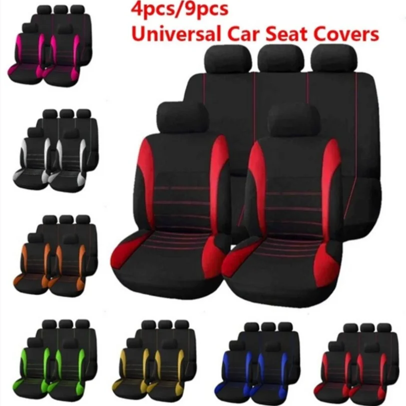 

Foreign Trade Car Seat Covers With Waistline 9-piece Set, Fabric, Suitable For All Seasons 5-seater