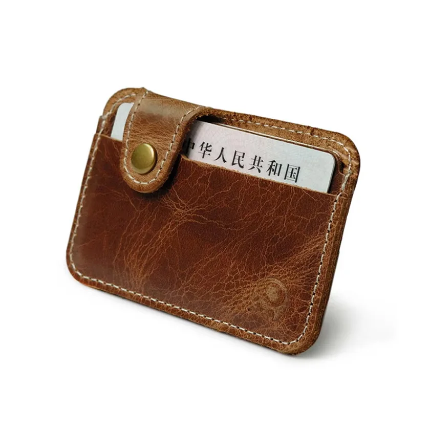 Vintage Cow Leather Men Credit Card Holder Simple Bus Credit Cardholder Case to Protect Credit Cards Slim Card Case Porte Carte