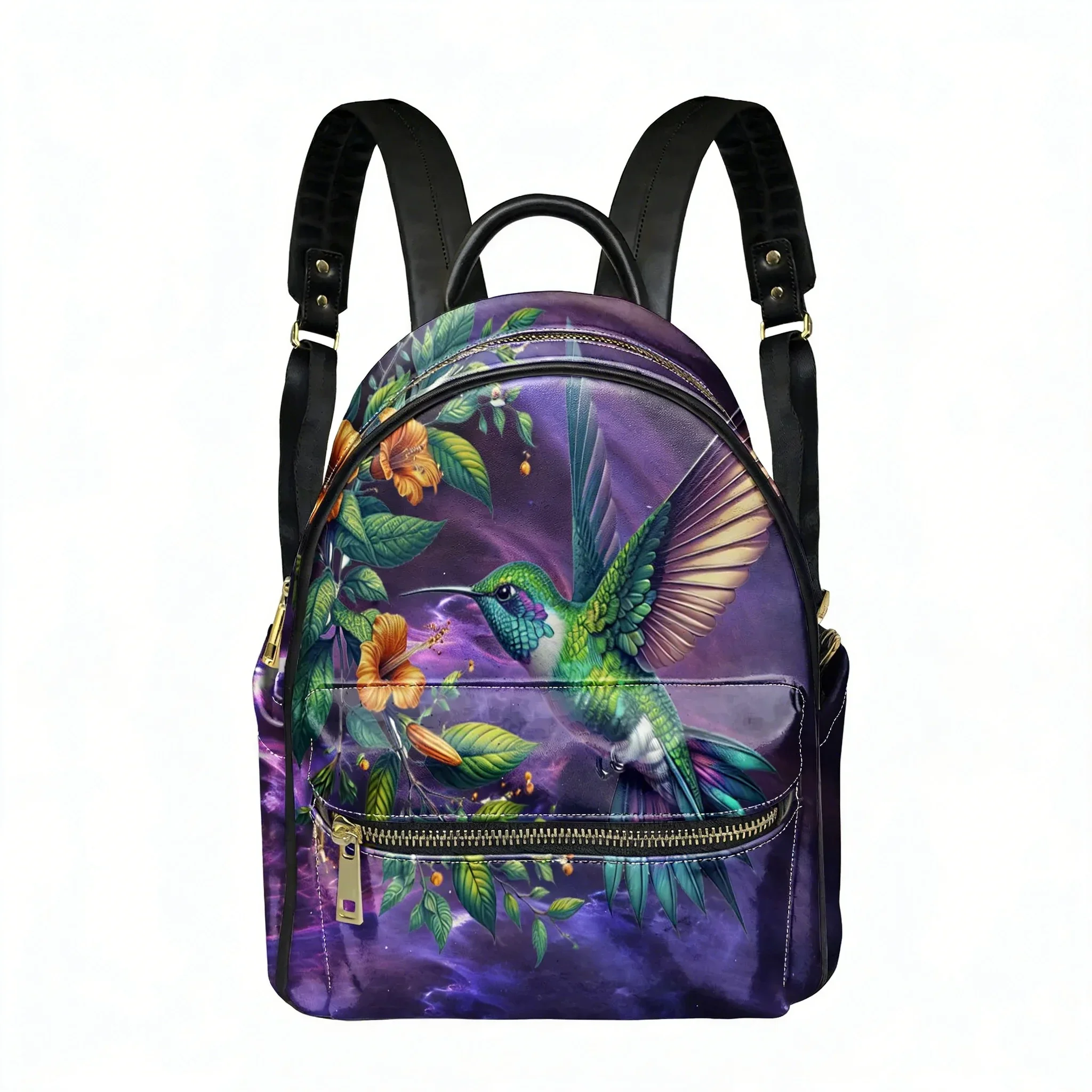 Floral Hummingbird Animal Bird Lover Backpack Womens Men Double Shoulder Bag Business Travel Bookbag Rucksack Gift Daypack