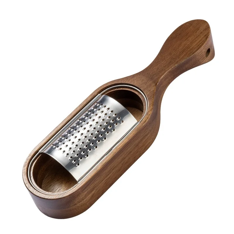 

Cheese Grater Safe Cheese Shredder with Storage Space Stainless Steel Lemon Zester Grater with Wooden Handle for Grating Carrots