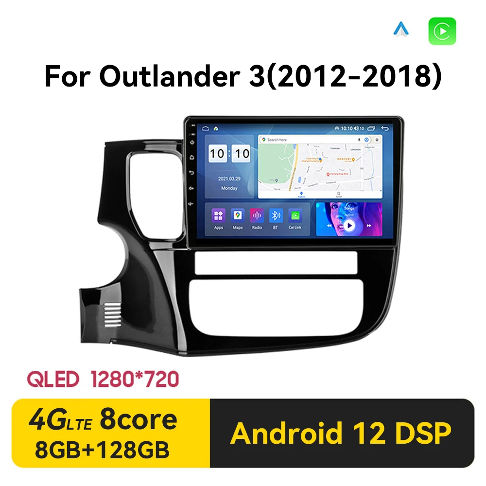 

Автомагнитола на Android 12, мультимедийный видеоплеер с GPS-навигацией для Mitsubishi Outlander 3 2012-2018, 2din Carplay