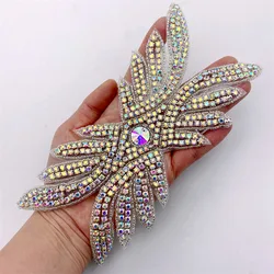 5PCS Handmade rhinestone applique Iron On patches for wedding Bridal Dress Belt Motif
