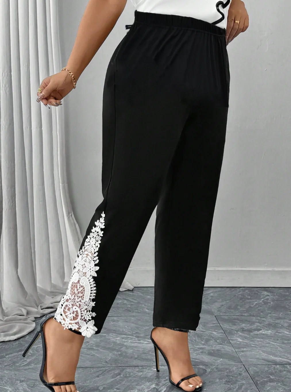 Celana ramping elastis bordir Eropa dan Amerika, elegan, modis, kasual, olahraga luar ruangan, melangsingkan dan serbaguna