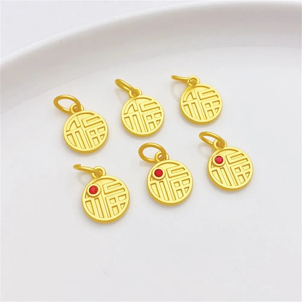 Ancient Gold Color-preserving Zirconium Blessing Small Pendant Handmade DIY Bracelet Necklace Jewelry Material Accessories