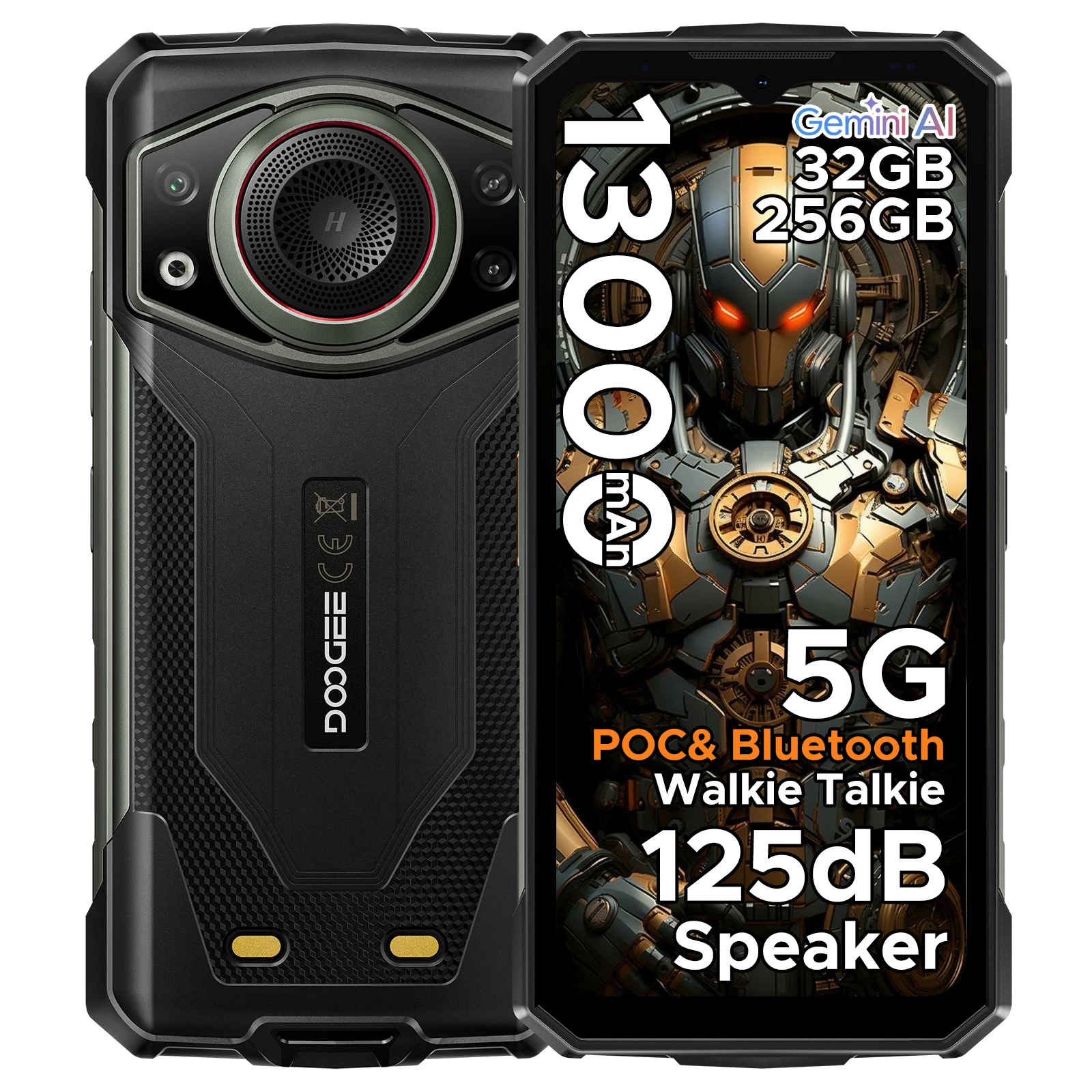 DOOGEE Fire 7 Ultra 5G Robuuste Telefoon POC Walkie-Talkie Mobiele Telefoon 13000mAh Batterij 32GB RAM (8+24) 256GB ROM Dimensity 6300 NFC