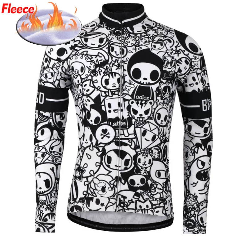 NEW Winter Thermal Fleece Cycling Jersey Long Sleeve Black Bike Clothing Wear Thin Arbitrary Choice Customizable