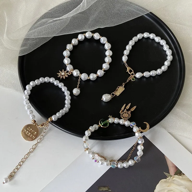 South Korea's New Bracelet Fashion Simple Double - Layer Pearl Bracelet Sen Fashion Accessories Women