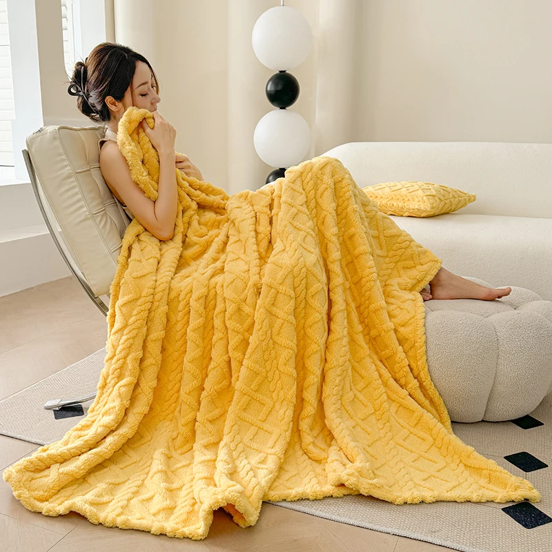 1pc Solid Color Blankets for Sofa Coral Fleece Blanket for Beds Soft Warm Bedspread for Winter Single/Queen/King Plaids/Blankets
