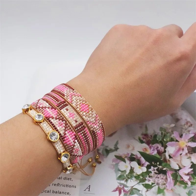 ALIYA New Arrive Miyuki Beaded Bracelet Fashion Shiny Rhinestone Jewelry High Quality Pulsera 2022 Bohemia Bracelets Wholesale