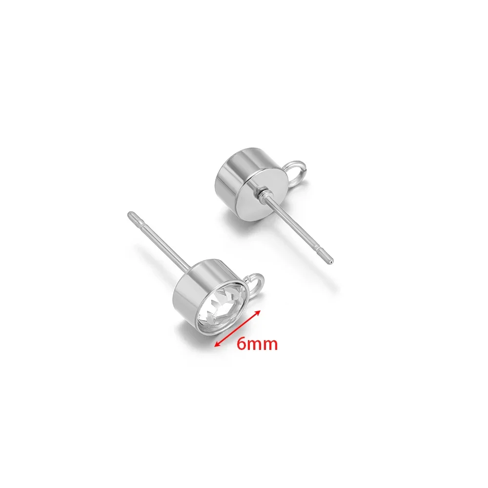 20 Stück Edelstahl Gold Farbe Zirkon Ohrstecker Post mit Haken für DIY Ohrringherstellung Schmuckzubehör Großhandel 3/4/5/6 mm
