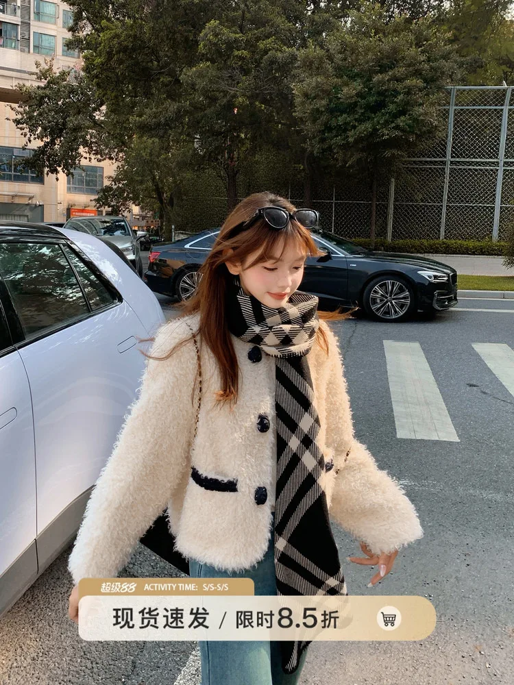 

Women's Cotton Fluffy Jaet Winter Design Casual Sle Polyester Fiber Straight Tube pe Coat with ket Warmth And Sle