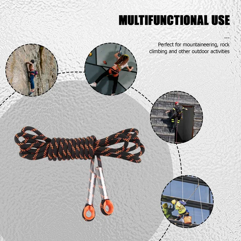 Tree Rock Climbing Cord, Outdoor Safety Hiking Rope, Sling de segurança de alta resistência, Rapel Rope, 5m, 8 mm Espessura