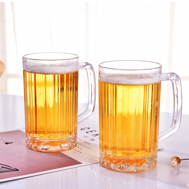 500ML Transparent Beer Mug Plastic Unbreakable Breakfast Milk Coffee Juice Water Cup Barware Drinkware for Home Party Bar KTV