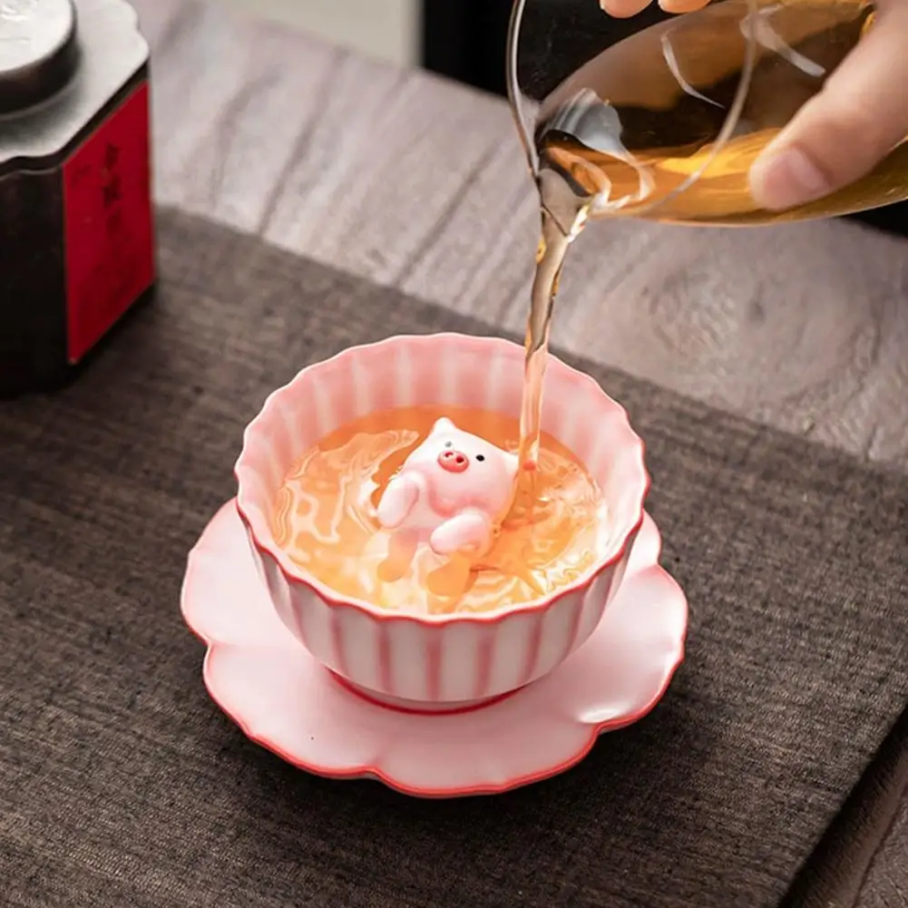 セラミック茶ペット豚像デスク装飾ブティック彫刻装飾品センターピース