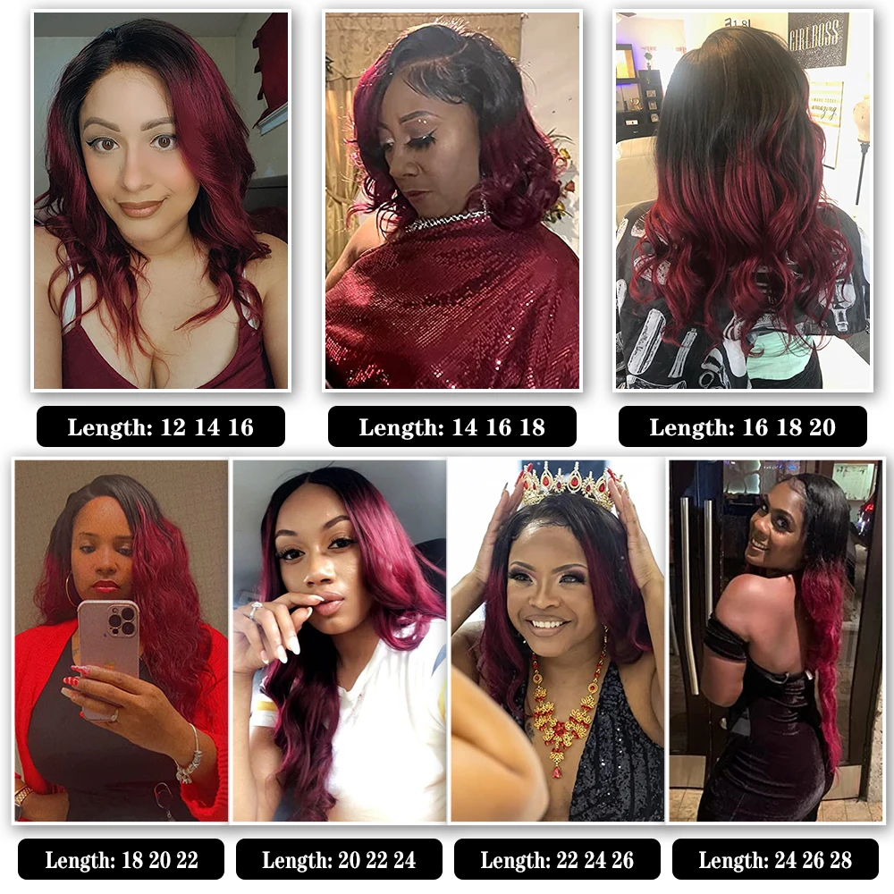 Brazilian Body Wave Hair Weave Bundles Burgundy 1b/99j Ombre Colored 100% Human Hair Extension Wavy Blonde Remy Hair Weaving