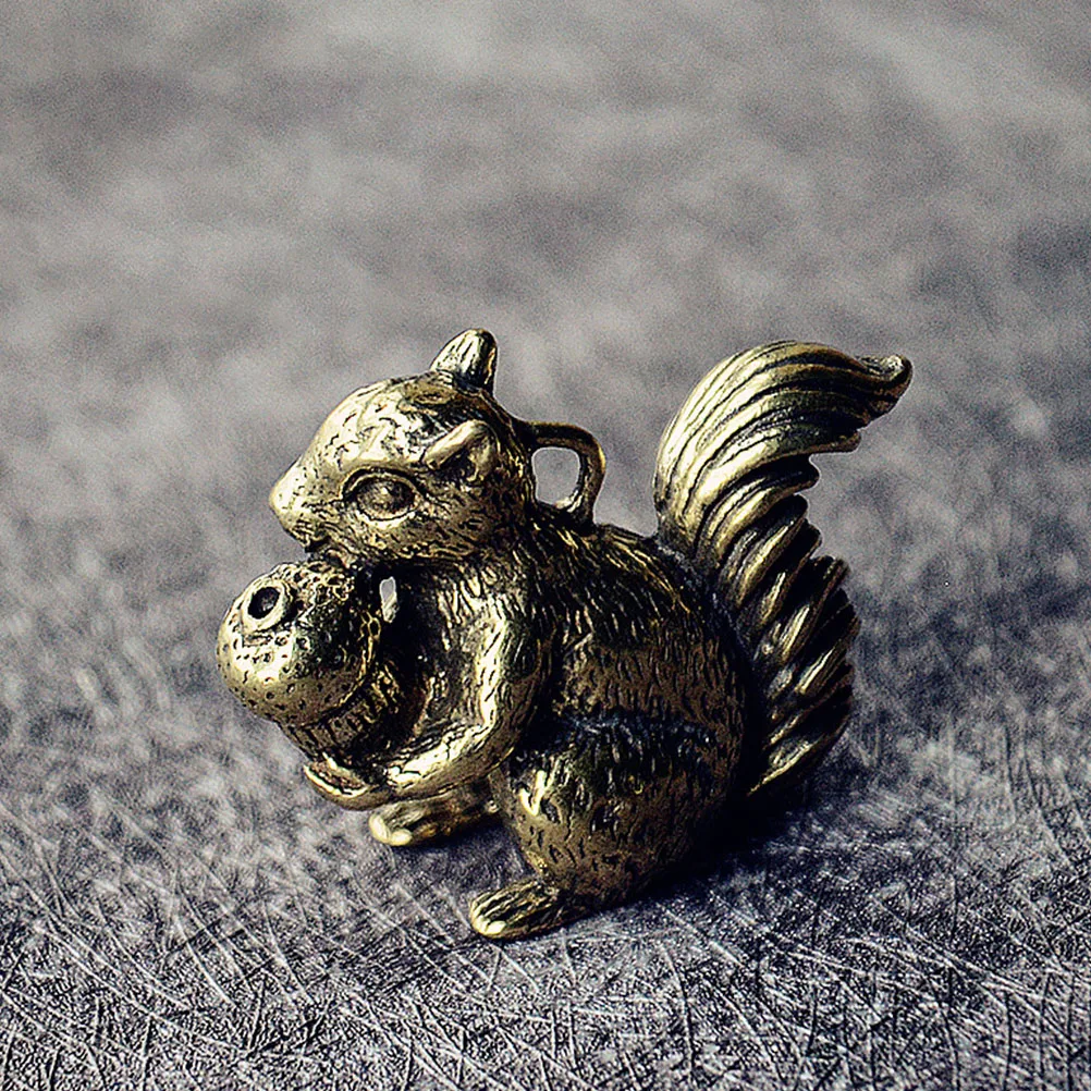 

2 Pcs Copper Squirrel Keychain Pendant Jewelry Charms Sitting Shaped Pendants Christmas Ornaments Desktop Decor Bracelet