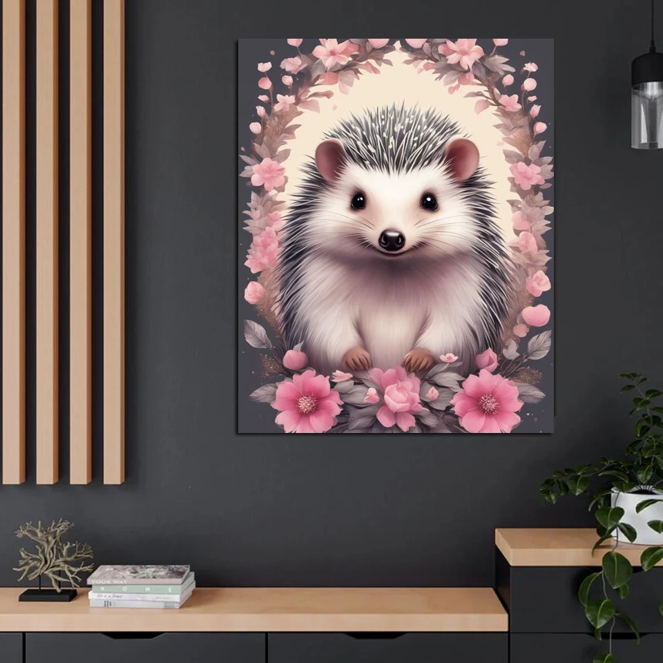 Hedgehog Diamond Painting Cross Stritch Animals Diy Full Round Diamond Embroidery Mosaic Pattern Handmade Home Decoration Gift