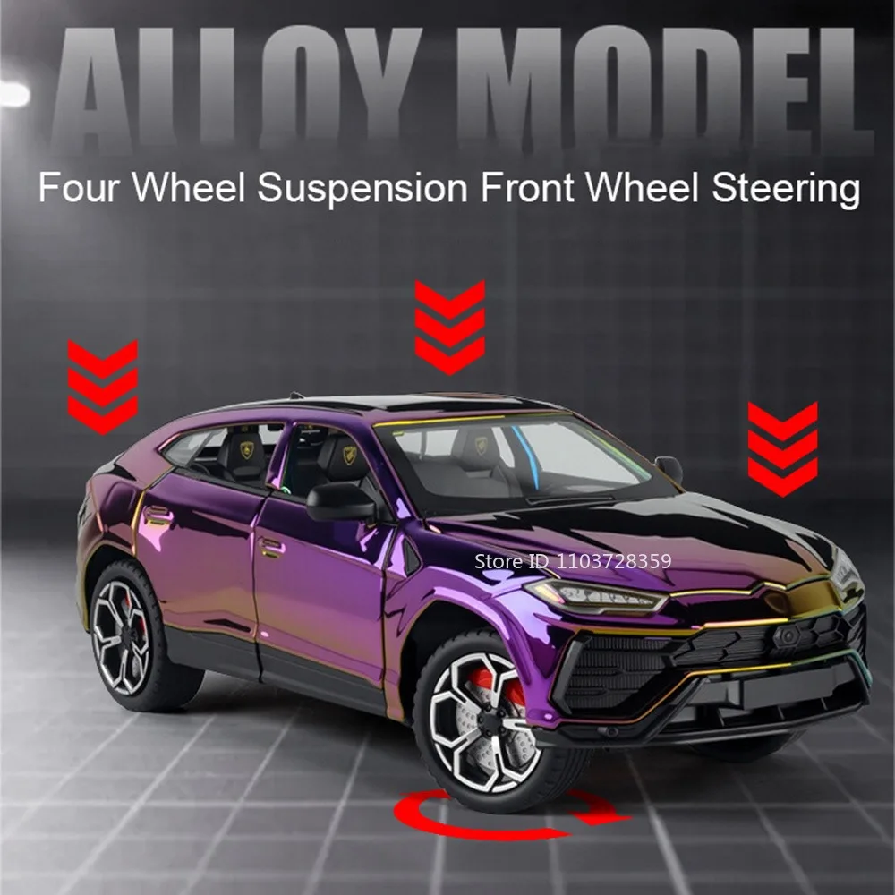 1:24 URUS Hellcat نموذج سيارة ألعاب مصغرة سبيكة دييكاست التراجع امتصاص الصدمات الصوت ضوء حلية لعبة المركبات للبنين #4