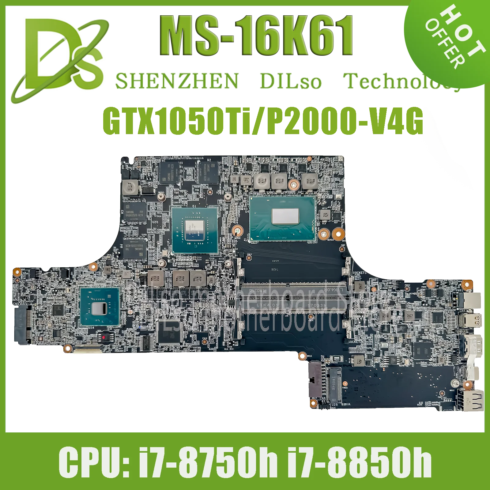 

KEFU MS-16K61 Notebook Mainboard I7-8750H CPU P2000-4GB GPU For MSI GS73 MS16K6 GS63 Stealth Laptop Motherboard 100% Test OK