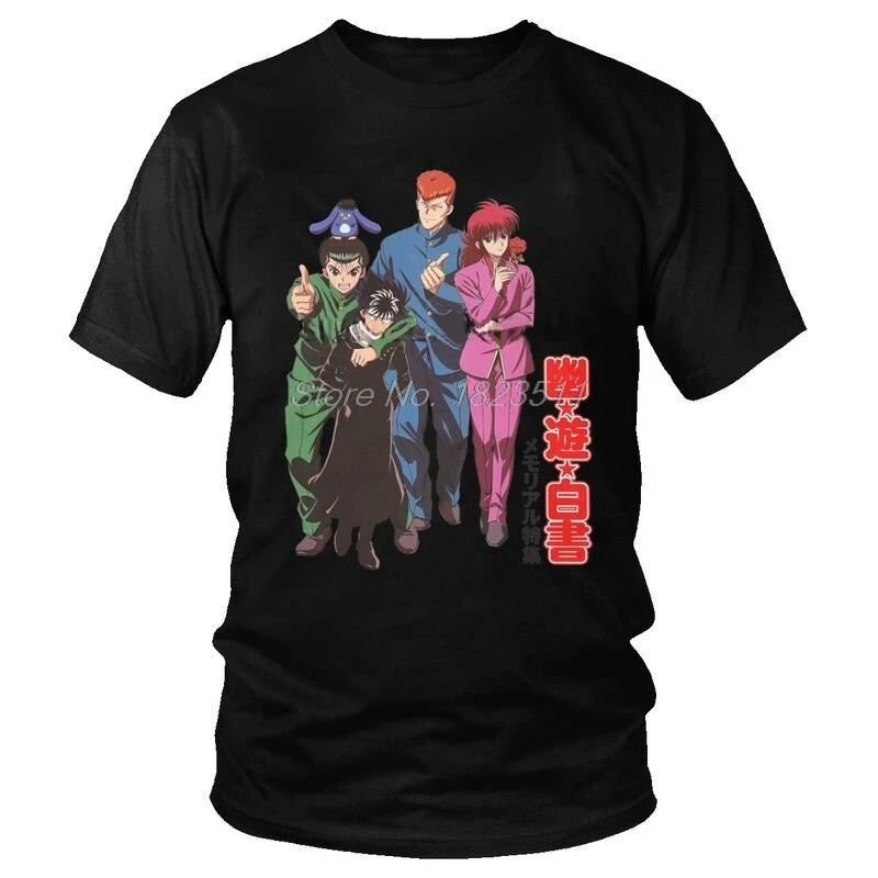 Hakusho Yu 25th Anniversary T-Shirts Men Novelty T Shirt Short Sleeve Yusuke Kurama Hiei Tshirt  Cotton Tees Harajuku Streetwear