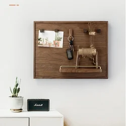 Walnut Wood Electric Meter Box Cover Wall-Mounted Storage Holder with Key Hook Decorative Rack Living Room Elegant Organization