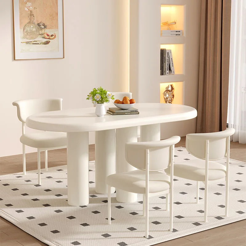 Makeup Restaurant Dining Table White Living Room Drinks Bar Coffee Tables Waterproof Oval Mesas De Comedor Dinning Set Furniture