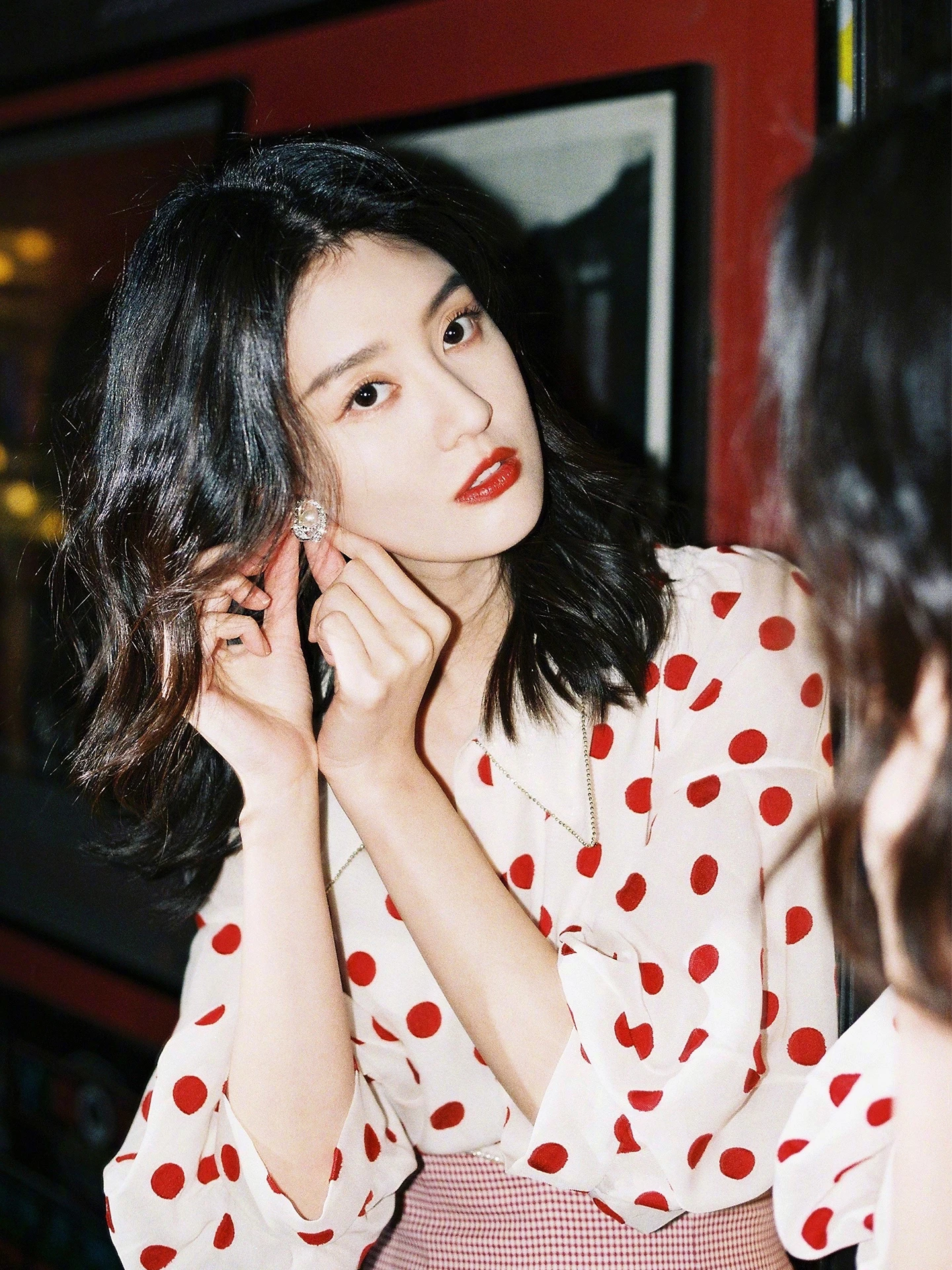 

Jo Xin Polka Dot Women's Design Light Luxury High-End Feeling Chiffon Open Cardigan Inner Wear irt Korean Sle Long Sve