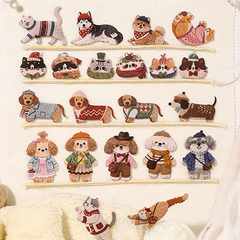 30sheets/Pack Meow & Woof Wardrobe Series Hard Card Sticker Pack Cute Pet DIY Decor For Journal Scrapbook & Phone Case