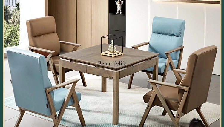 CC New Chinese-style Solid Wood Mahjong Dining Table Dual-purpose Fully Automatic Ultra-quiet Car Mountain Model