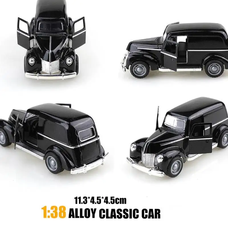 Mini modelo de carro clássico de liga retrô 1:38 simulação de metal pull-back modelo de carro fundido coleção de brinquedos infantis decoração presentes de natal