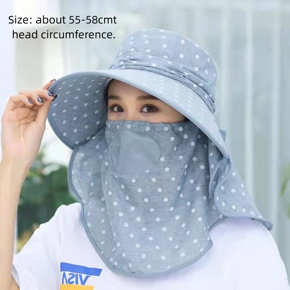 Gorro para recoger té de ala ancha a la moda, chal protector para el cuello, sombrero de cola de caballo para mujer, sombrero de trabajo agrícola Anti-uv, sombrero protector solar para las cuatro estaciones