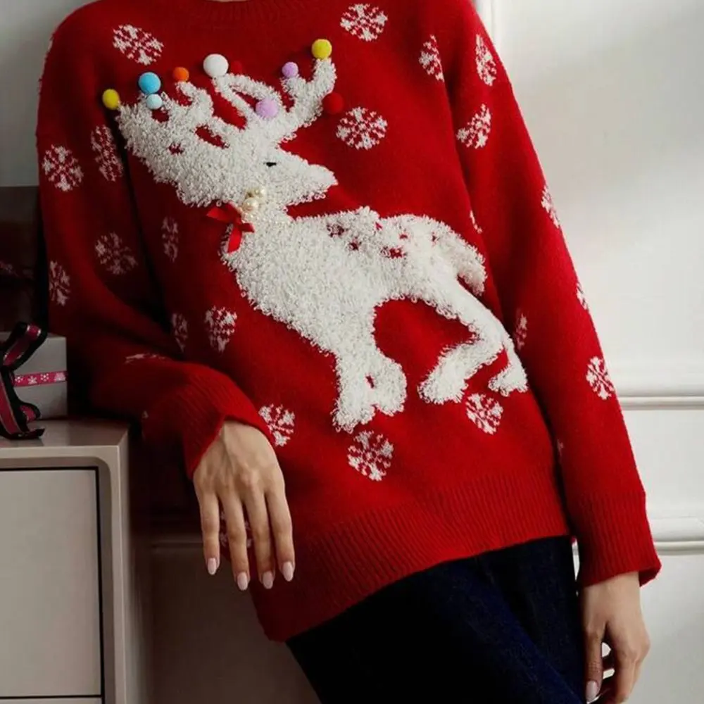 ملابس تريكو عصرية متعددة الاستخدامات على الطراز الأوروبي الأمريكي للخريف والشتاء وعطلات الكريسماس بتصميم حصري