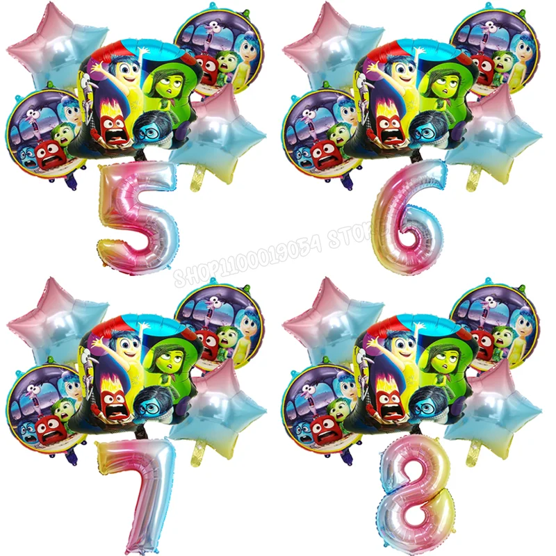 Inside Out Numbers Ballons Joy Anger Figure Birthday Balloons Party Decoration Baby Shower Ornaments Anime Room Decor Kids Gifts