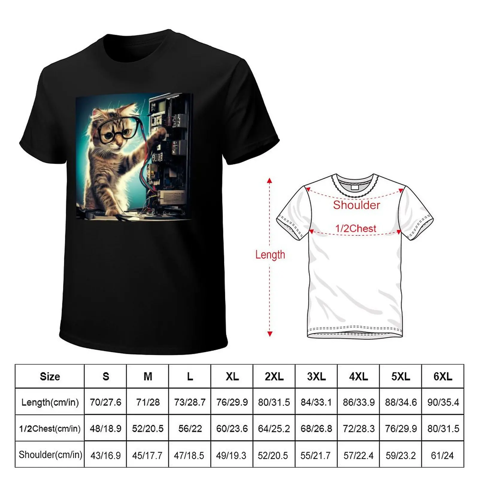 Cat Fixing Computer T-Shirt t shirts for man graphic tees T-Shirt