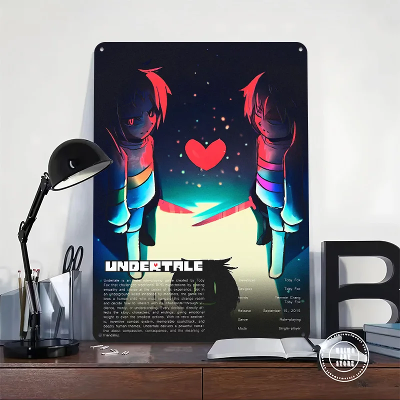 Undertale Game Printing Poster Customized Retro Wall Art Vintage Metal Signs for Mancave Gaming Room Decoration Cozy Desk Decor