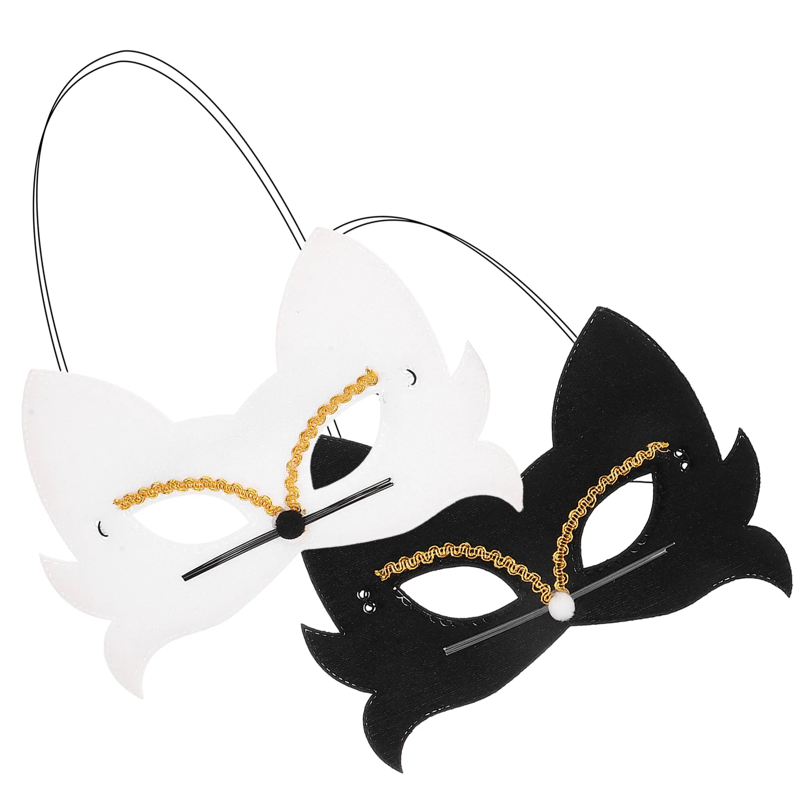 할로윈 코스프레용 고양이 마스크 2개, 동물 얼굴 가면 의상 파티 장식, 어린이 여성용 반쪽 얼굴 가면, 가벼운 천 마스크