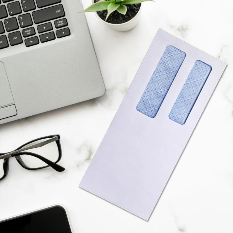 K9FC Double Window Security Tint Envelopes With Tear Resistant Paper for Confidential Documents and Business Correspondence