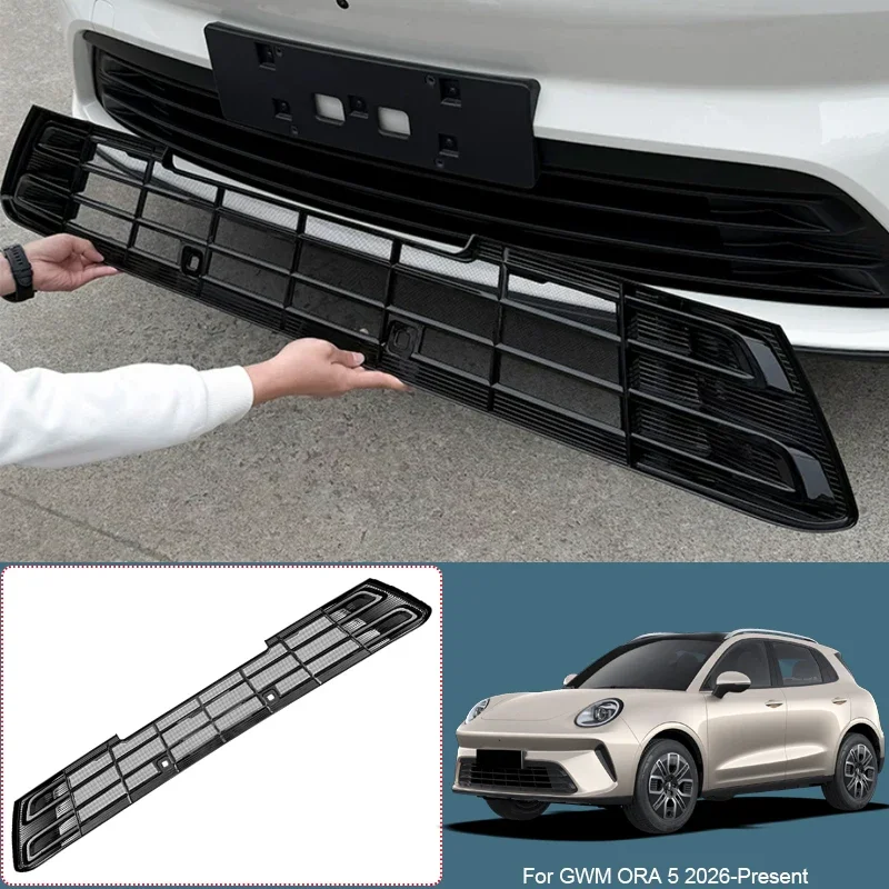 ABS Car Modify Front Buckle Insect Proof Net Auto Front Bumper Center Intake Grille Cover Accessory For GWM ORA 5 2026 2027 2028