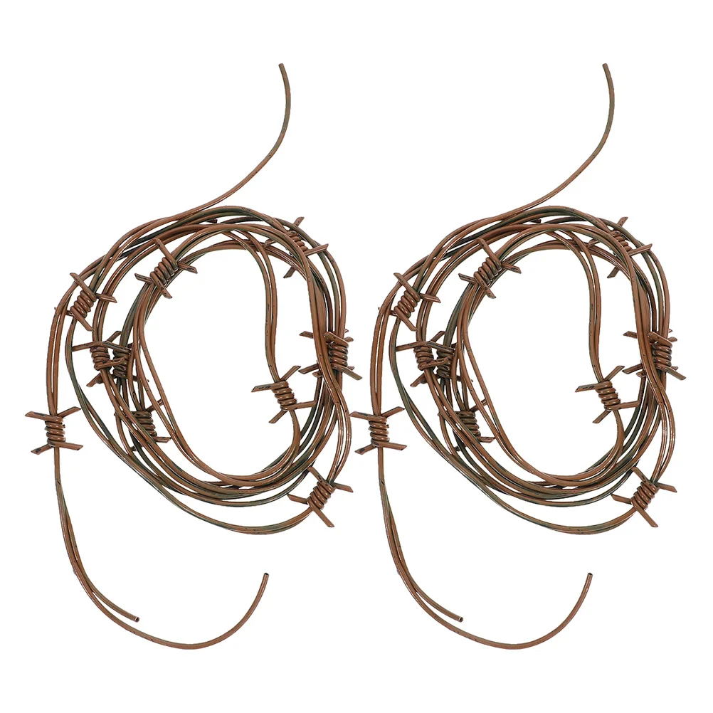 

2 шт., реквизит для декора дома-призраков, украшения для вечеринки в стиле вестерн, Хэллоуин, колючая проволока, пластиковая ржавая проволока, жуткий забор, дом с привидениями